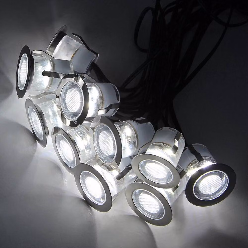 SPETLEK IP68 Round Outdoor LED Decking Lights in Silver with Cool White Light – 4