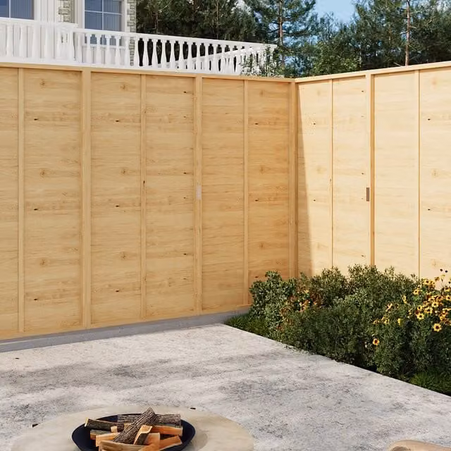Livingandhome Tightly Woven Rectangular Spruce Wood Garden Fence Panel, Yellow, Height: 180 cm