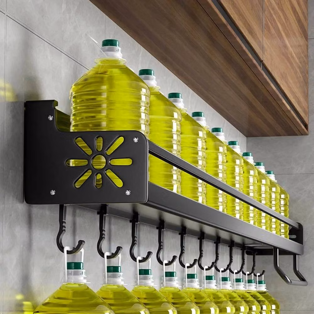 Kelvenix Wall Mounted Metal Kitchen Storage Rack in Matt Black – 5