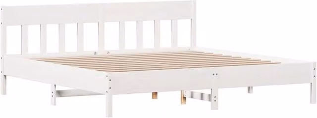 Berkfield Home Beautiful Super King Bed Frame in White Solid Pine, W/D/H: 180 x 200 x 185.5 cm