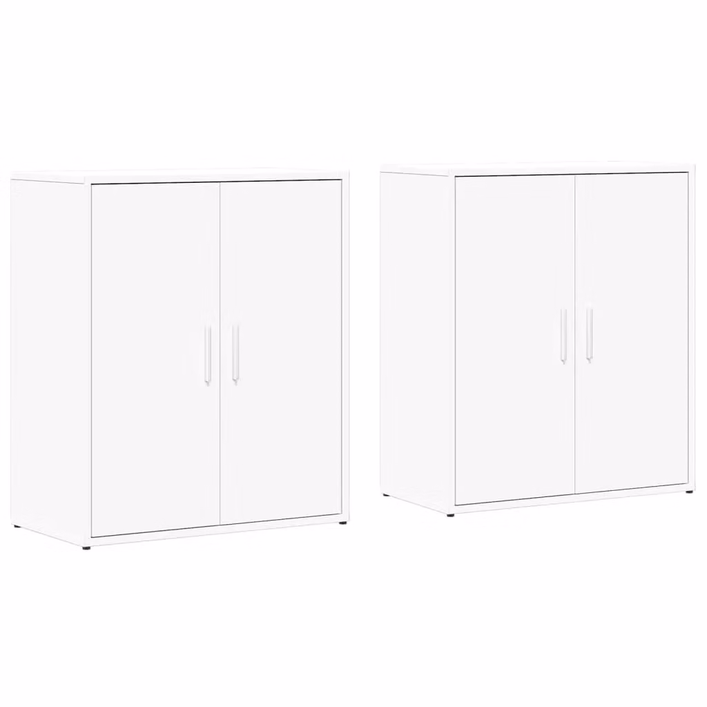 Berkfield Home Set of 2 White Matt Engineered Wood Sideboards W/D/H: 60 x 31 x 70 cm