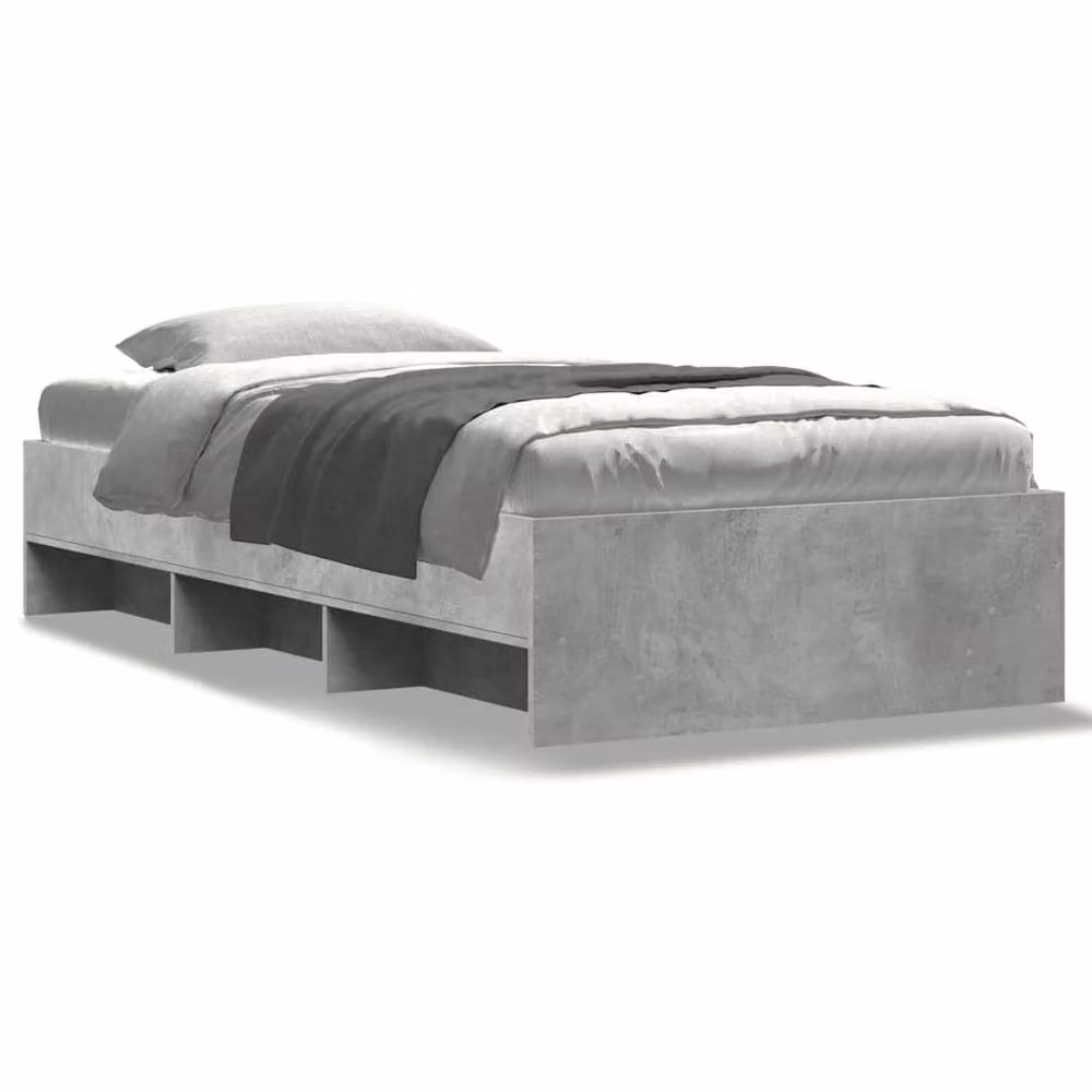 Berkfield Home Durable Engineered Wood Bed Frame in Concrete Grey, W/D/H: 75 x 190 x 35 cm – 3