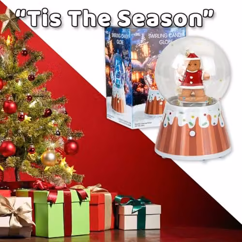 VFM e-Store Christmas Gingerbread Man Light Up Snow Globe Blower, Red and Pink Multicolour, H 18 cm x W 18 cm x D 12 cm – 5