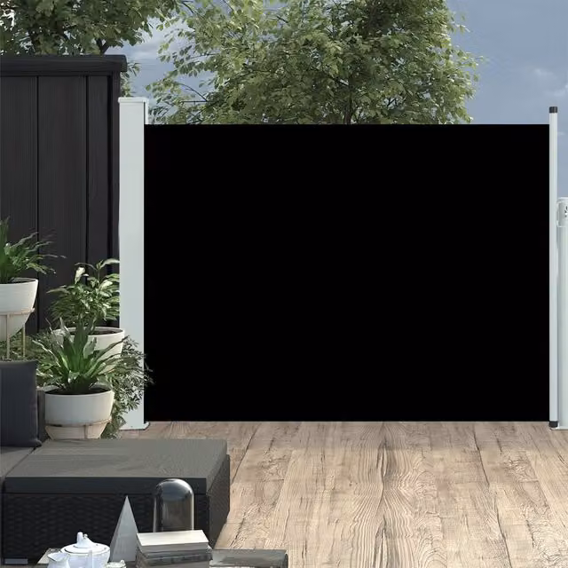 Berkfield Home Black Retractable Side Awning with Polyester Fabric and Steel Frame, W/D/H: 500 x 100 x 100 cm