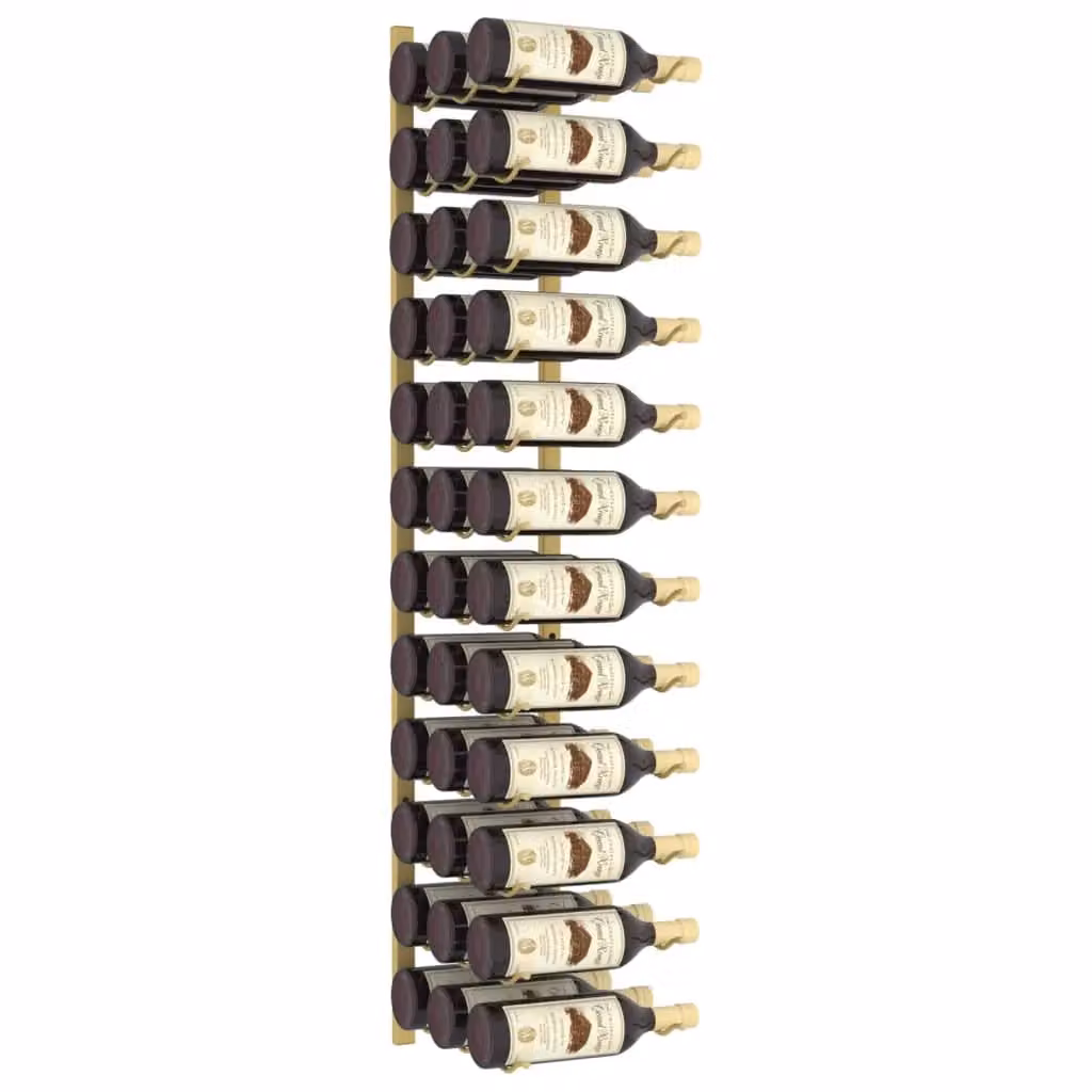 Berkfield Home Wall Mounted Gold Metal Wine Rack for 36 Bottles – 2