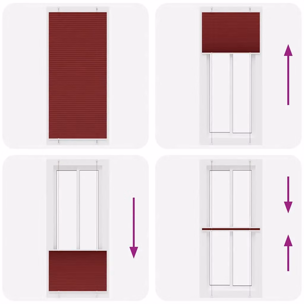 Berkfield Home Single Pleat Corded Blind in Bordeaux Red, W: 95 cm, H: 200 cm – 4