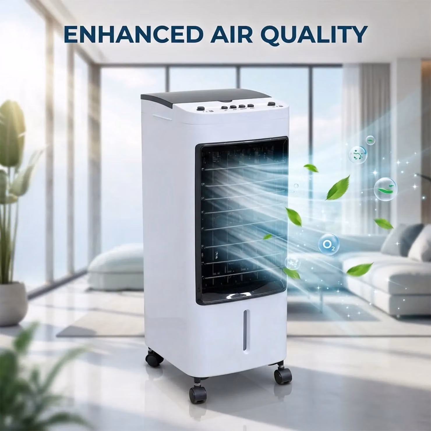 Alivio 4L Portable Air Cooler and Humidifier, 65W Evaporative Cooling Unit with 3 Speeds, 3 Modes, 120 Degree Oscillation and 2 Ice Packs, White – 3