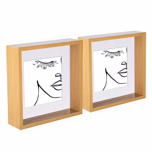 Nicola Spring 3D Deep Box Photo Frames, Pack of 2, White, Square, Tabletop or Hanging, W/D/H: 22.5 x 22.5 x 6.0 cm