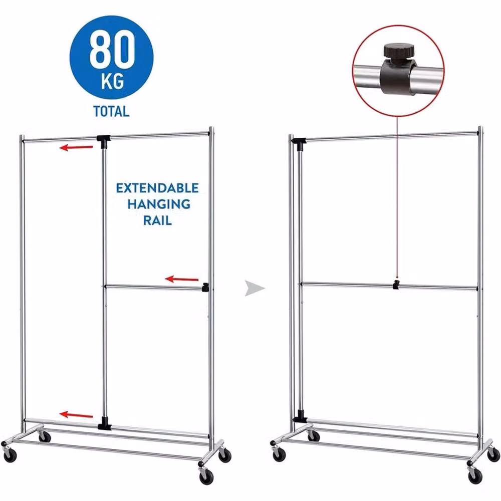 Tatkraft Silver Metal Continuous Linear Clothes Rail – 3