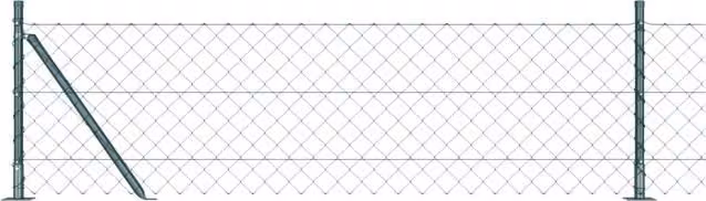 Berkfield Home Green Galvanised Steel Chain Link Fence with 7 Flanged Posts, W: 10 m, H: 0.6 m – 1