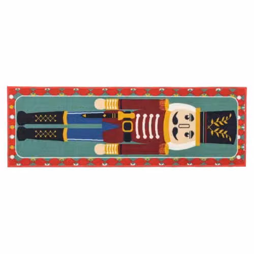 JVL Nutcracker Christmas Washable Non-Slip Runner, Multicolour, W: 50 cm, L: 150 cm