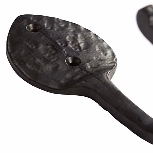 Hammer and Tongs Matt Black Powder-Coated Iron Hook, H: 14.0 cm, W: 5.5 cm – 2