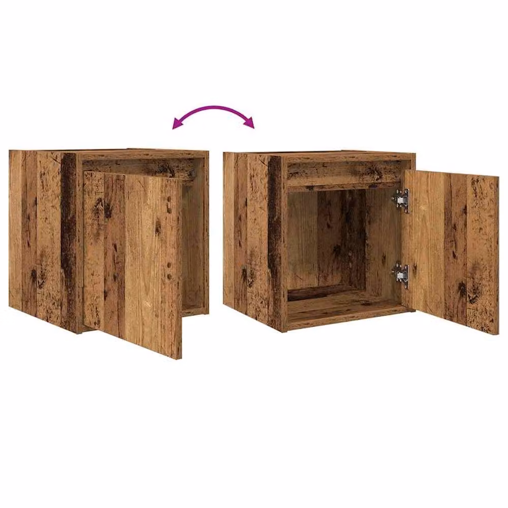 Berkfield Home Wall-Mounted Bedside Cabinet in Brown Old Wood, W/D/H: 38 x 34 x 40 cm – 5