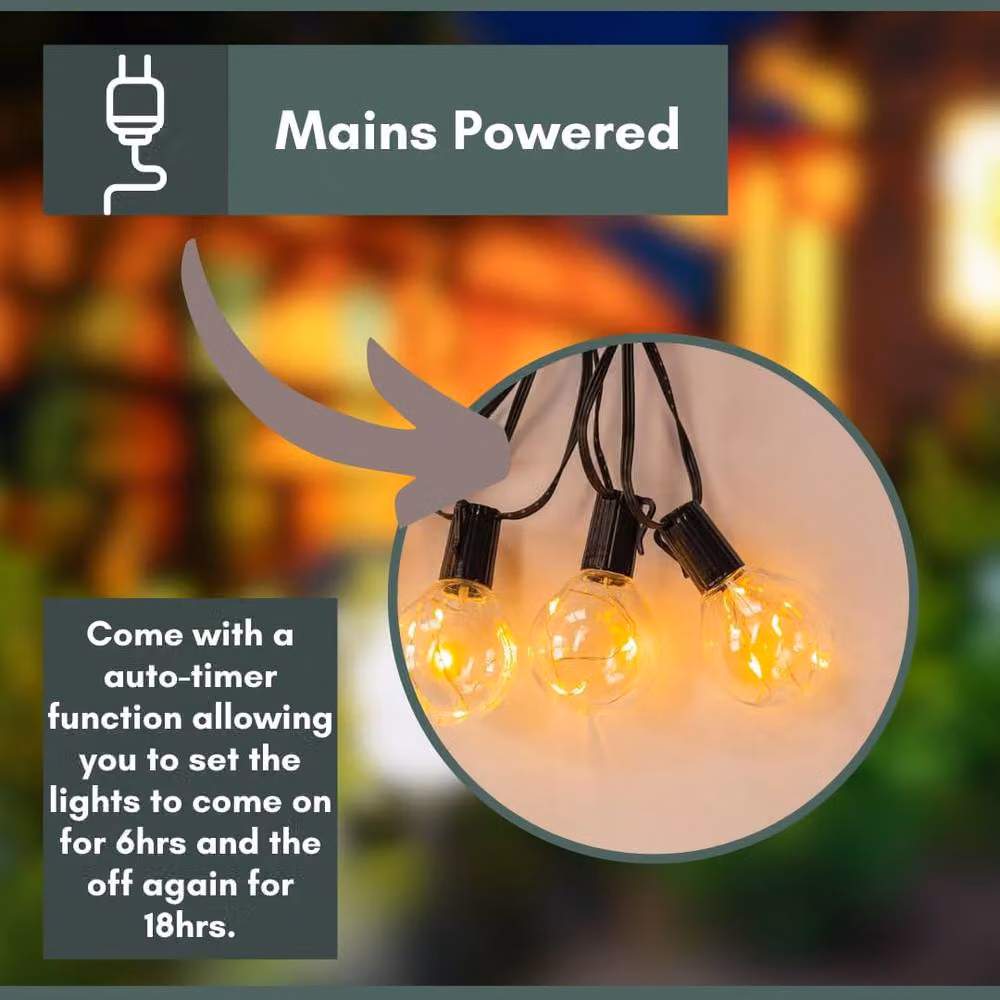 Marco Paul Solar LED Outdoor Sphere String Lights, Warm White, 14.5m, Black – 3