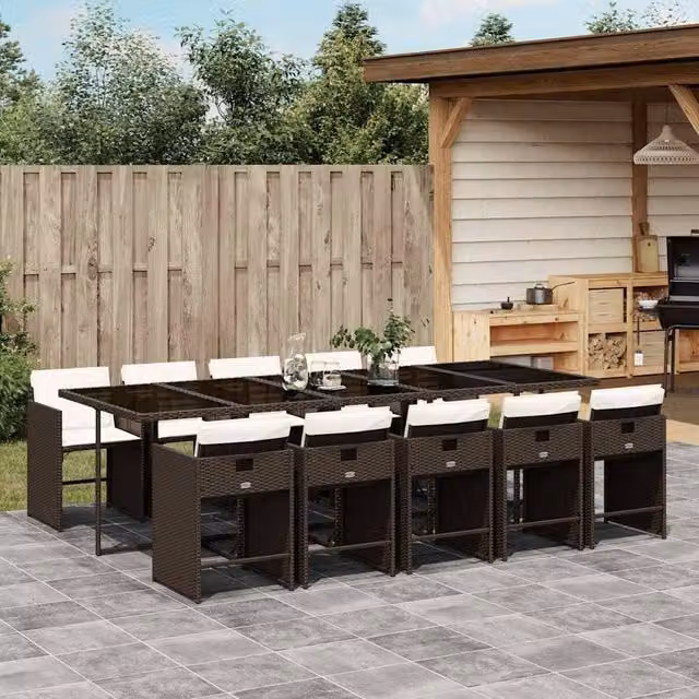 Berkfield Home Garden Dining Set in Brown, White and Black