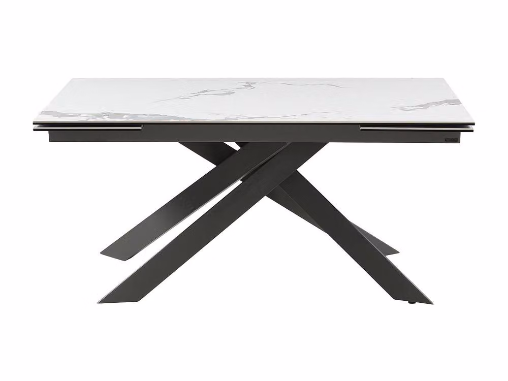 Vente-unique Modern Extendable Rectangular Dining Table in White and Grey Ceramic and Metal, Seats 6 to 10 Adults – 2