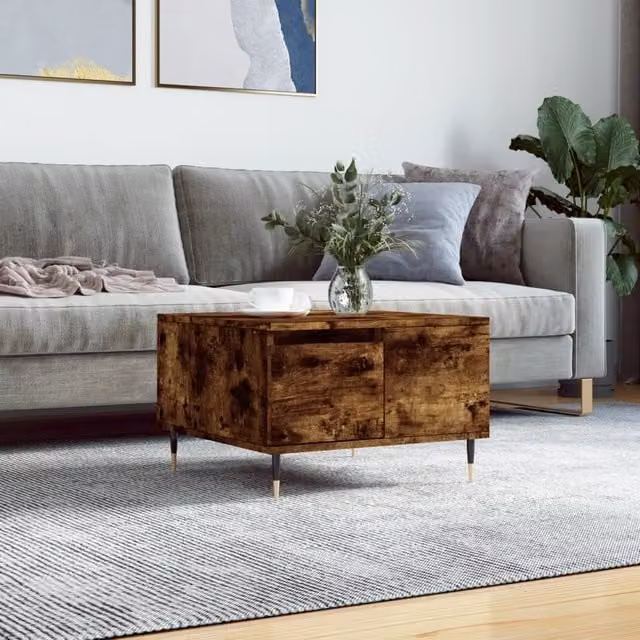 Berkfield Home Modern Square Coffee Table in Smoked Oak Brown, W/D/H: 55 x 55 x 36.5 cm