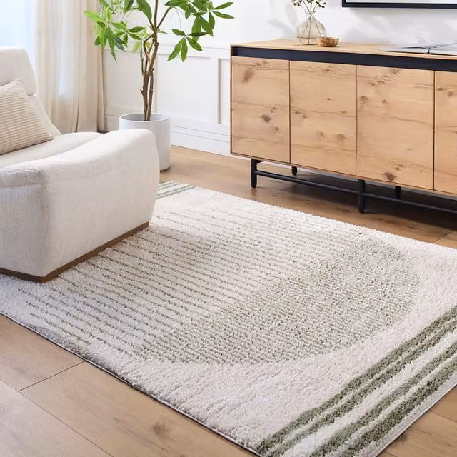 Livabliss Fossay Shag Washable High Pile Boho Rug in Beige, Brown, Green and Grey, W: 120 cm, L: 170 cm