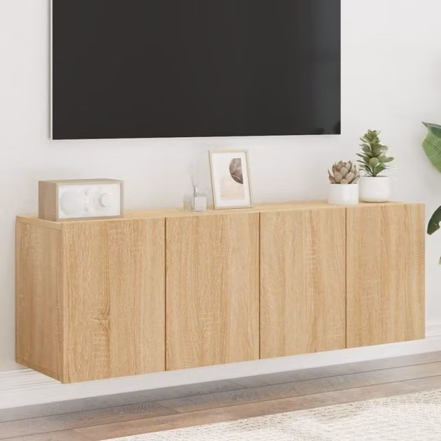 Berkfield Home Wall-mounted TV Cabinets, 2 Piece Set, Sonoma Oak, Brown, W/D/H: 60 x 30 x 41 cm
