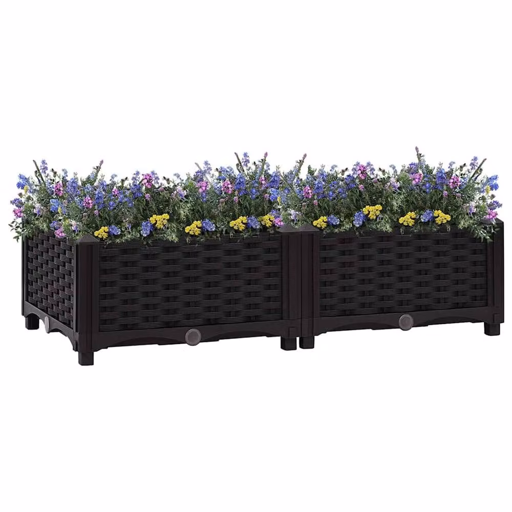 Berkfield Home Black Polypropylene Raised Bed W: 80 cm, D: 40 cm, H: 23 cm – 2