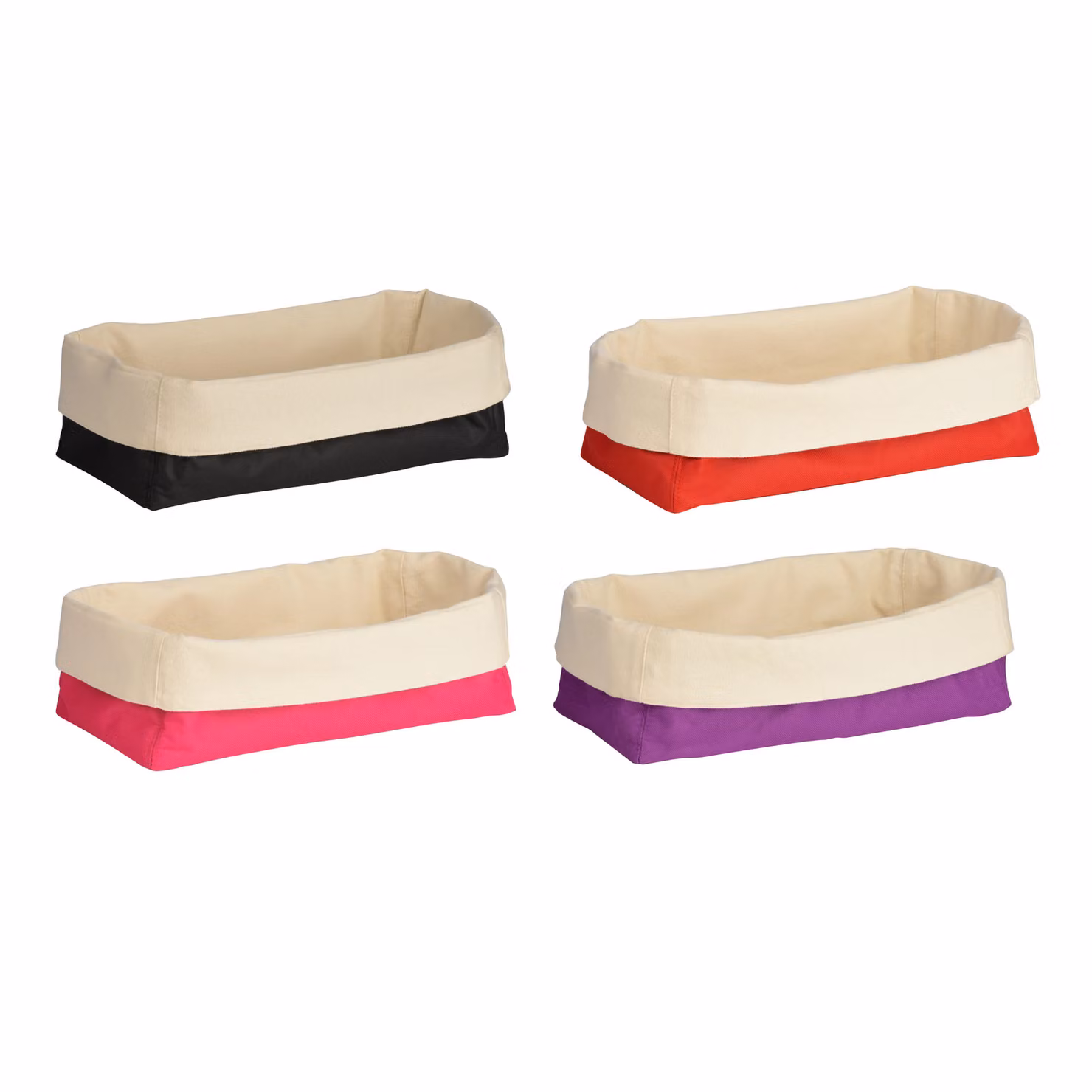 Orsina Foldable Fabric Oval Bread Basket in Purple and Cream – 2