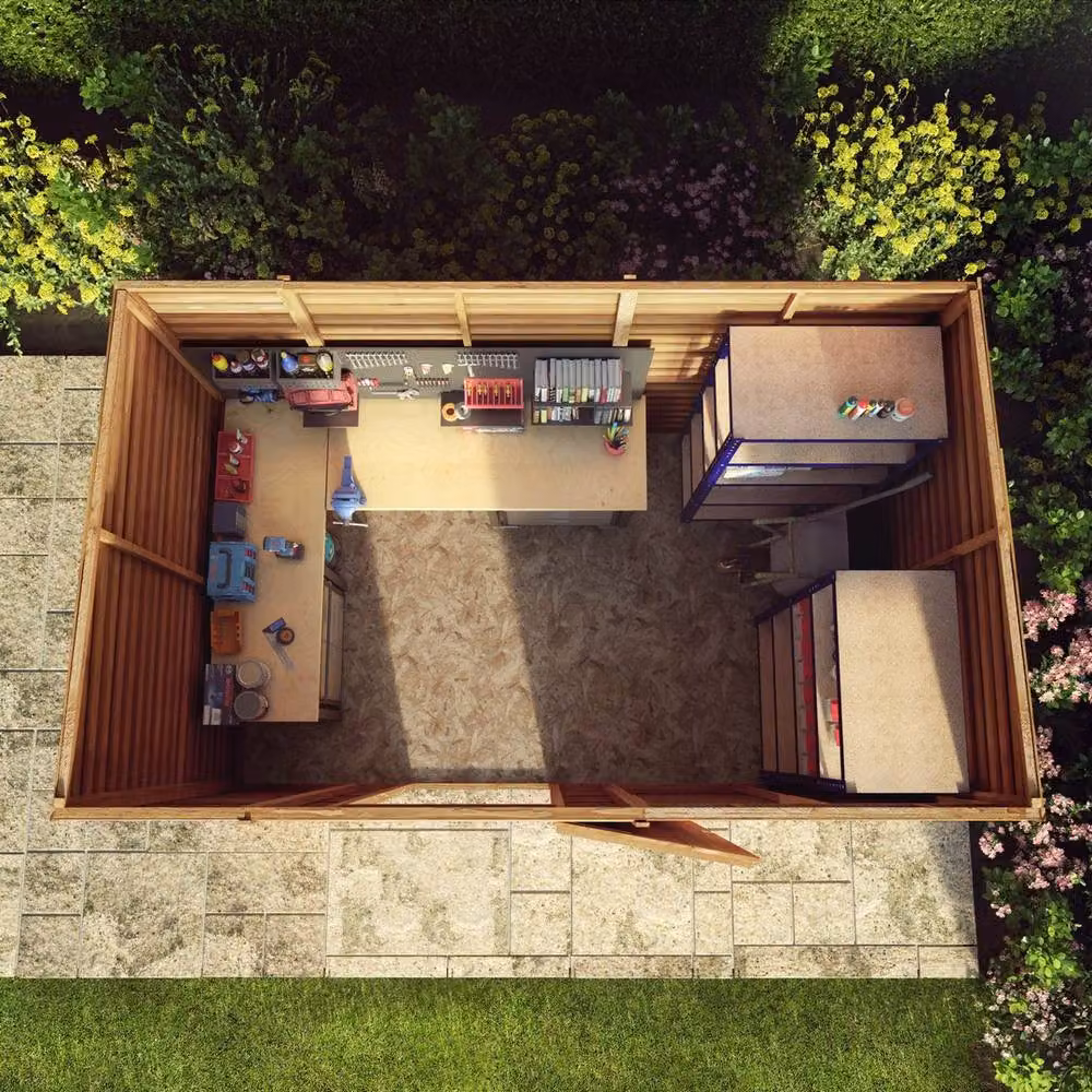 Mercia Brown Wooden Pent Garden Storage Shed with Window and Single Door, W297.4 x D182.88 x H200.7 cm – 5