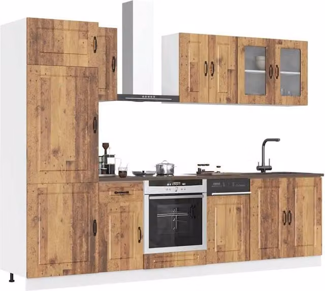 Berkfield Home Kalmar 8 Piece Rustic Kitchen Cabinet Set in Brown Engineered Wood