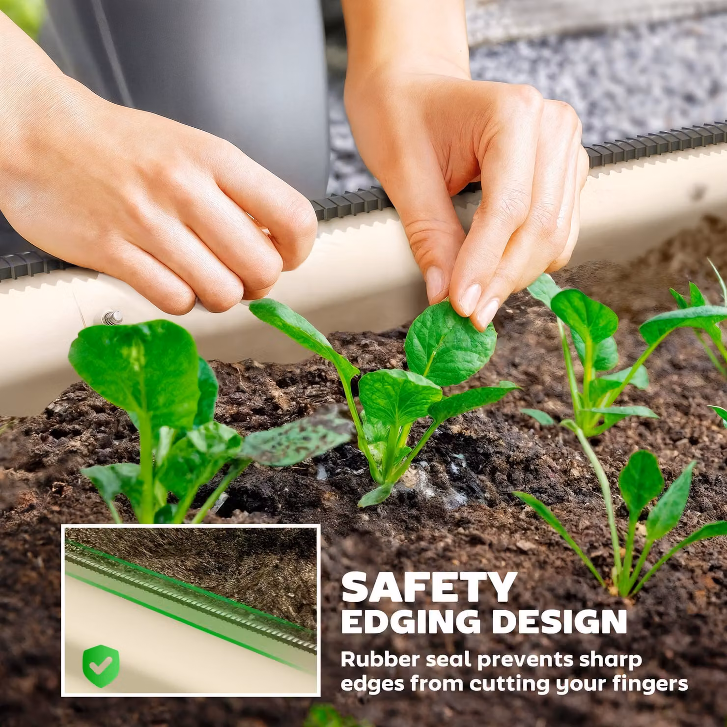 Outsunny Galvanised Steel Raised Garden Bed with Safety Edging in White, W: 62 cm, D: 62 cm, H: 30 cm – 4