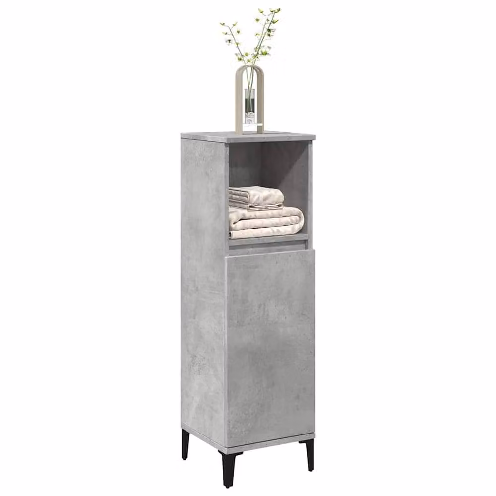 Berkfield Home Modern Grey Bathroom Cabinet with Hinged Doors and Internal Shelves, W/D/H: 30 x 30 x 100 cm – 2