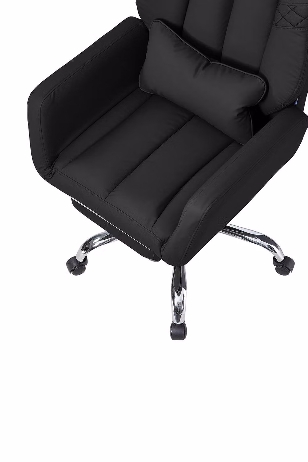 Living and Home Ergonomic Reclining Office Chair with Footrest and Flip-up Armrests in Black Synthetic Leather – 6