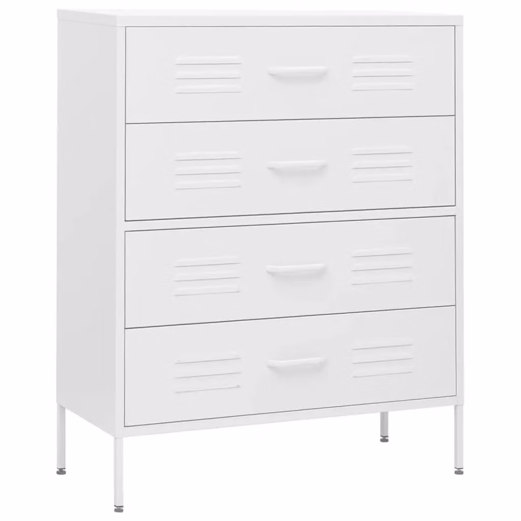 Berkfield Home White Steel Chest of Drawers W: 80 cm, D: 35 cm, H: 101.5 cm – 2