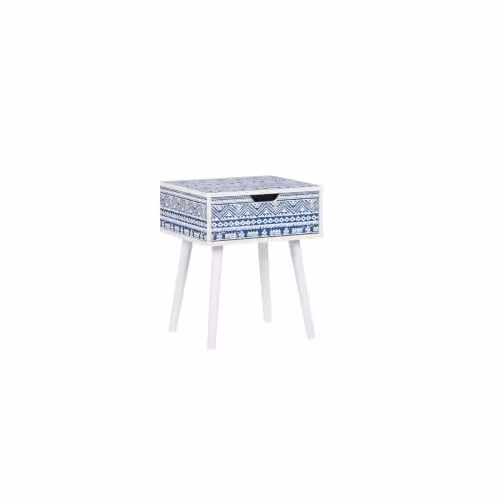 Birlea Santorini 1 Drawer Bedside Table in Blue and White, W: 40 cm, D: 40 cm, H: 45 cm – 1