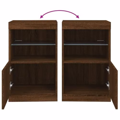 vidaXL Modern Sideboard with Integrated LED Lights, Brown, W/D/H: 41 x 37 x 67 cm – 4