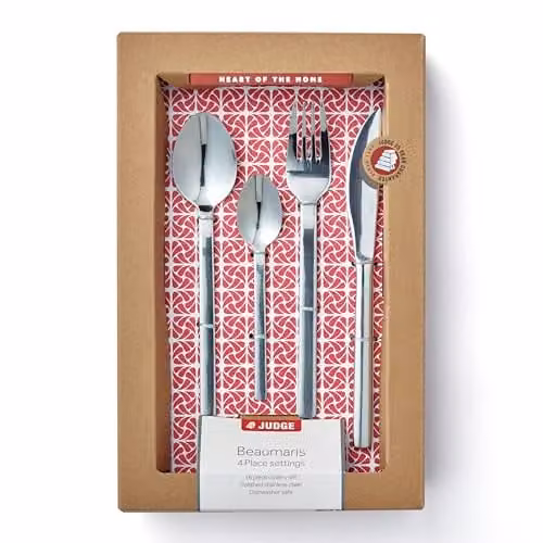 Judge Beaumaris CH48 16-Piece Polished Silver Stainless Steel Cutlery Set for 4 People