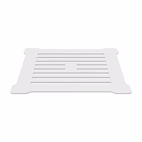 nuie STW004S Modern Slimline Bathroom Shower Tray Waste and Grill Top, White, 115 mm