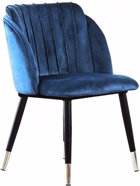 Life Interiors Milano Velvet Dining Chair with Ribbed Back Design in Blue