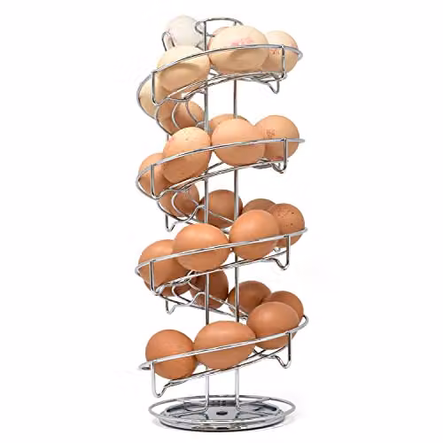 Joeji's Kitchen Rotating Egg Holder Storage Rack with Non-Slip Base in Silver