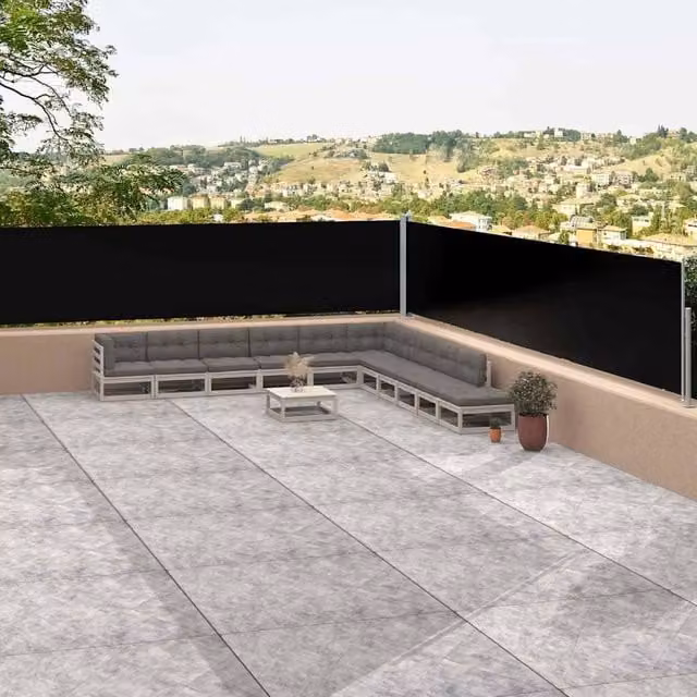 Berkfield Home Retractable Single Roller Side Awning in Black, W/H: 1200 x 117 cm – 1