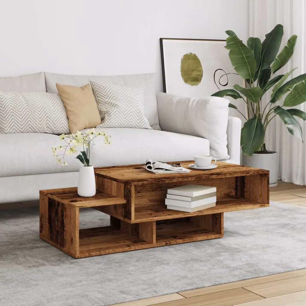 Berkfield Home Old Wood Coffee Table in Brown, Engineered Wood, W: 105 cm, D: 55 cm, H: 32 cm – 3