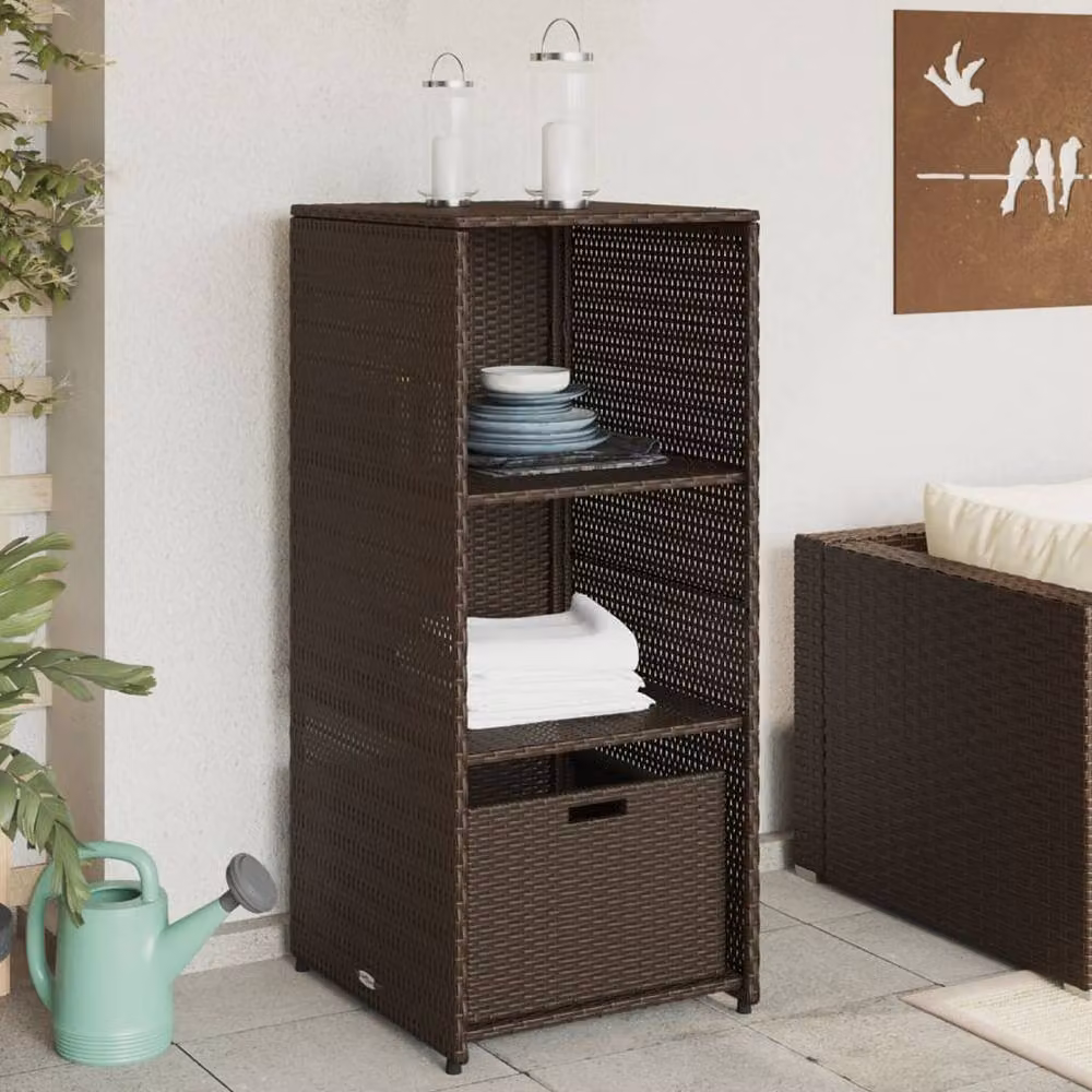 Berkfield Home Brown Poly Rattan Garden Storage Cabinet W/D/H: 50 x 55 x 115 cm – 2