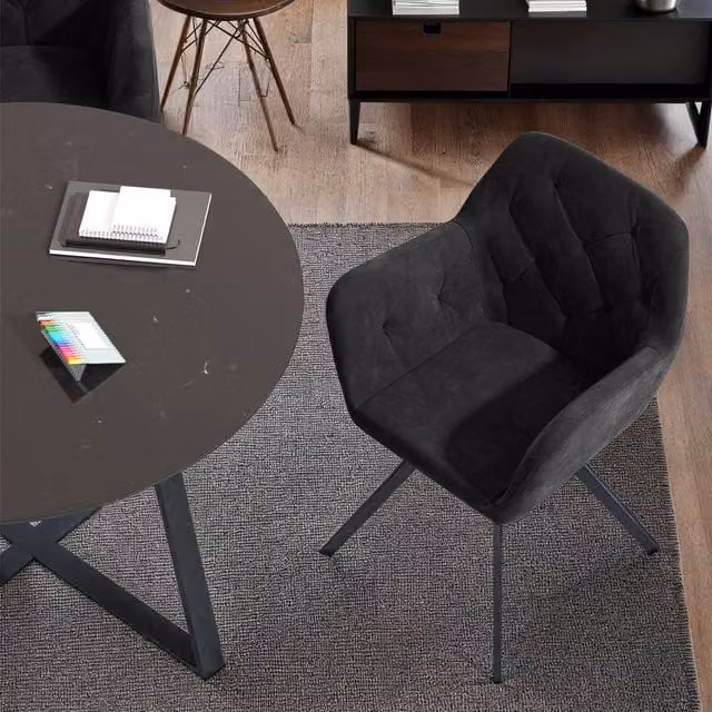 Tectake Lucia Black Velvet Swivel Armchair