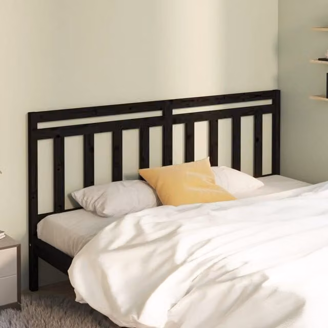 Berkfield Home Black Rustic Solid Pine Wood Bed Headboard, W: 206 cm, D: 4 cm, H: 100 cm – 1