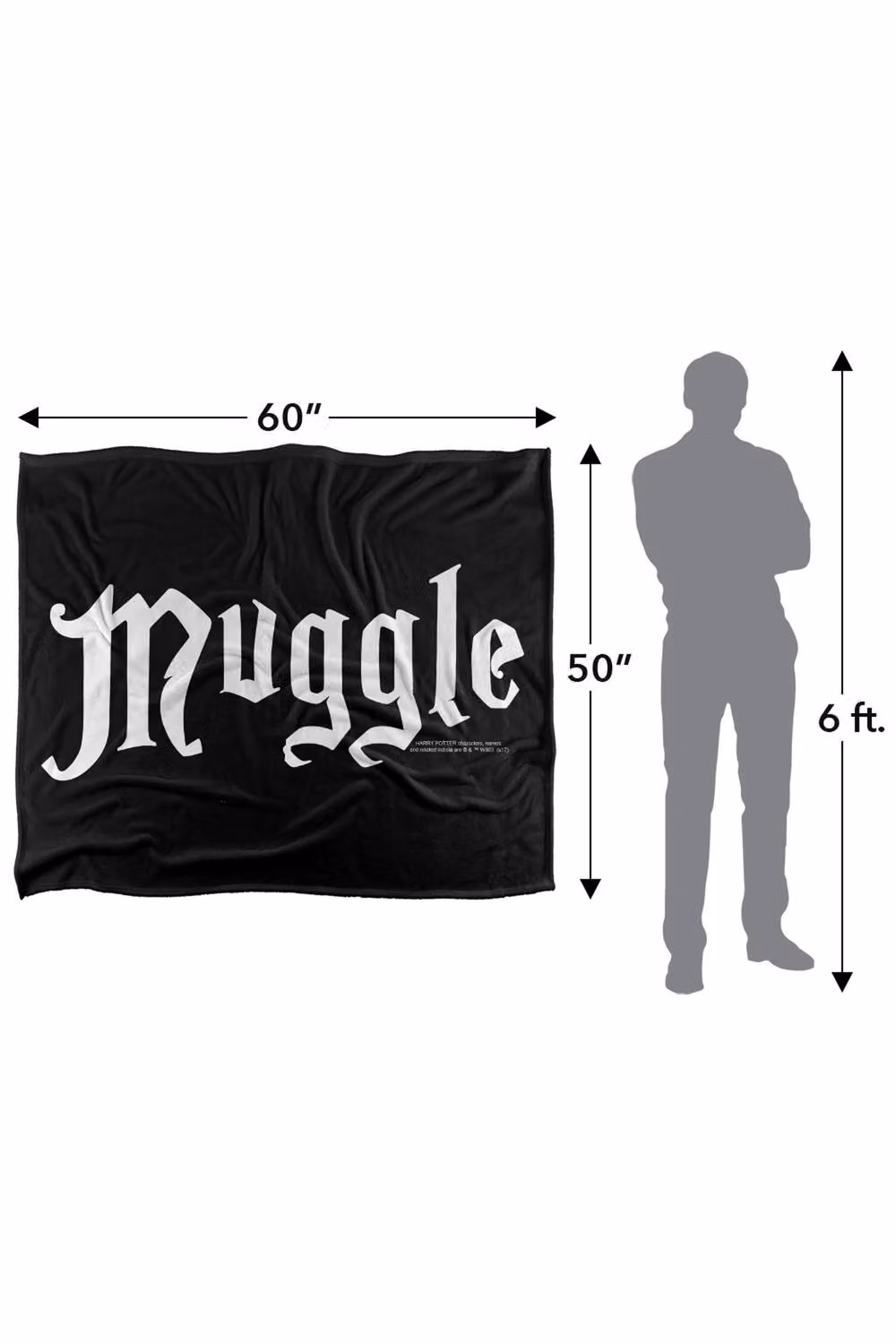 Warner Bros. Harry Potter Muggle Silky Touch Super Soft Fleece Throw Blanket, Black and Multicolour, W: 127.0 cm x L: 152.4 cm – 8