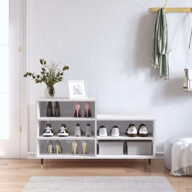 Berkfield Home High Gloss White Modern Shoe Cabinet W/D/H: 102 x 36 x 60 cm