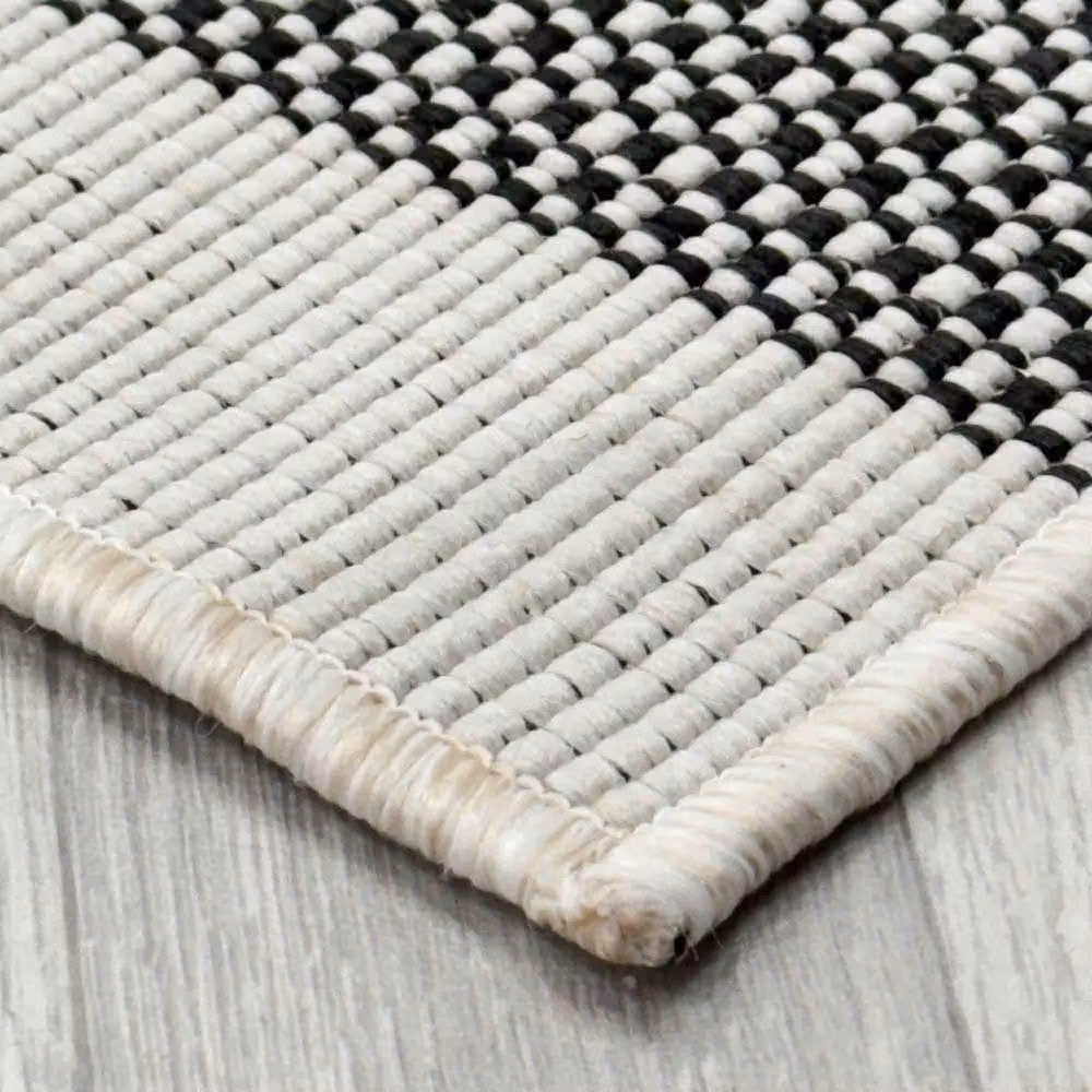runrug Vichy Reversible Indoor/Outdoor Carpet Runner in Black, W: 60 cm, L: 390 cm – 3