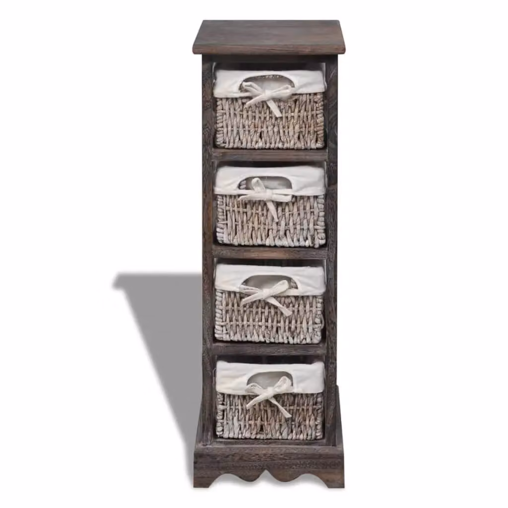 Berkfield Home Wooden Storage Rack with 4 Brown Woven Baskets – 2