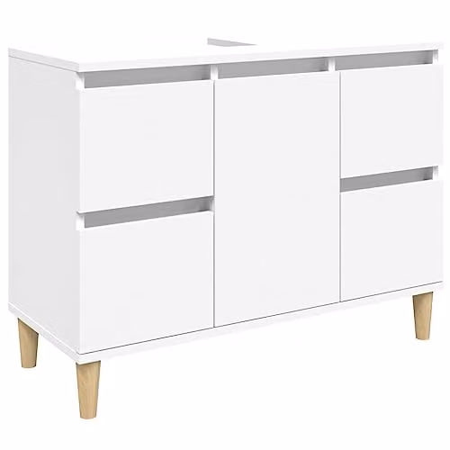 vidaXL White Freestanding Bathroom Sink Cabinet with Doors and Drawers, W/D/H: 80 x 33 x 60 cm