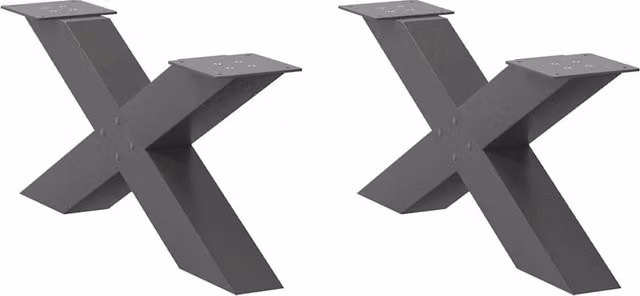 Berkfield Home X-Shaped Coffee Table Legs, 2 Piece Anthracite Steel Set, H: 70 cm, W: 30.5 cm