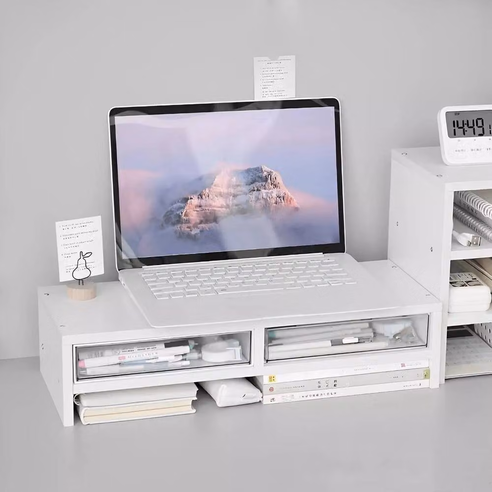 FORGEVIO White Monitor Riser Stand for Laptop, TV, and Desktop Displays – 3