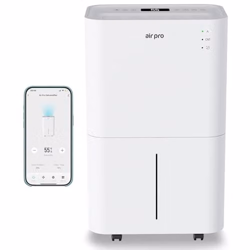 Air Pro White WiFi Digital Dehumidifier with 4L Tank and 20L/Day Capacity, featuring App Control, Sleep Mode and 24H Timer